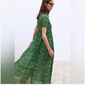 Zara Green Floral Maxi Dress